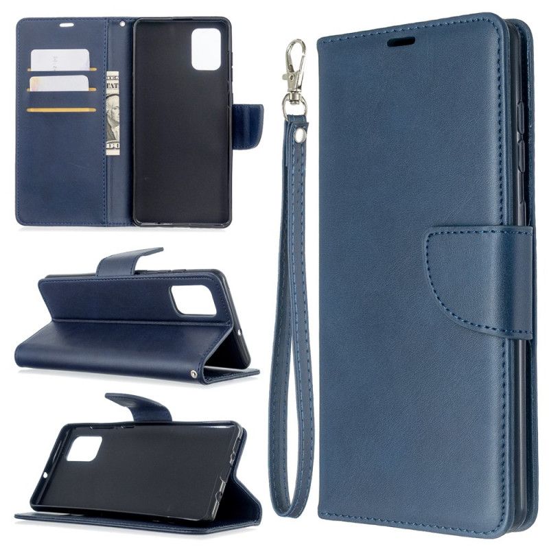 Leren Hoesje Samsung Galaxy A71 Rood Zwart Gladde Schuine Flap