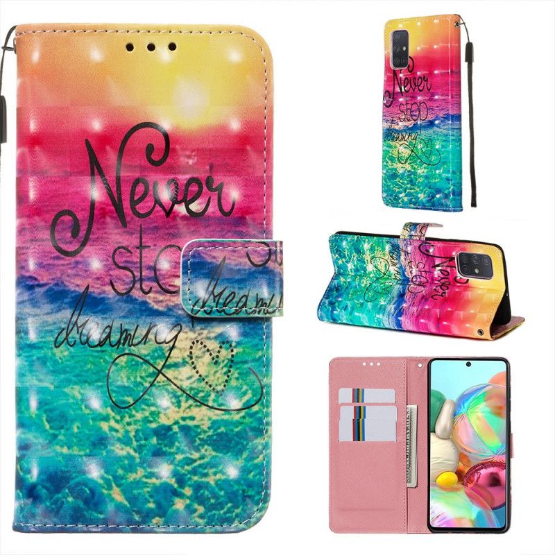 Leren Hoesje Samsung Galaxy A71 Stop Nooit Met Dromen