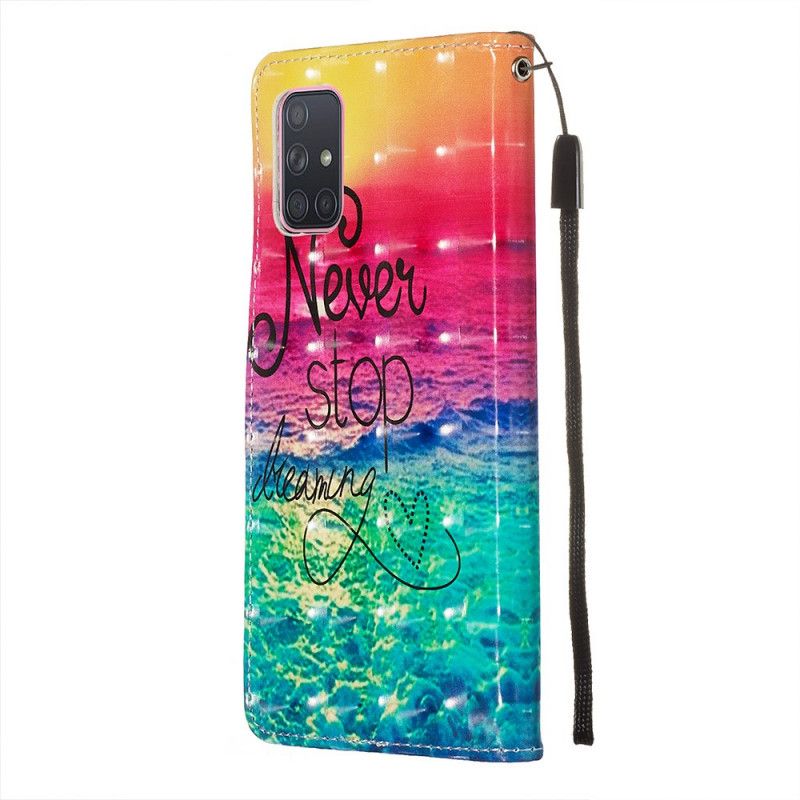 Leren Hoesje Samsung Galaxy A71 Stop Nooit Met Dromen
