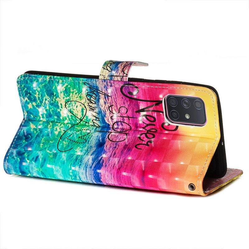 Leren Hoesje Samsung Galaxy A71 Stop Nooit Met Dromen