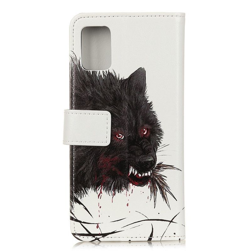 Leren Hoesje Samsung Galaxy A71 Telefoonhoesje Hongerige Wolf