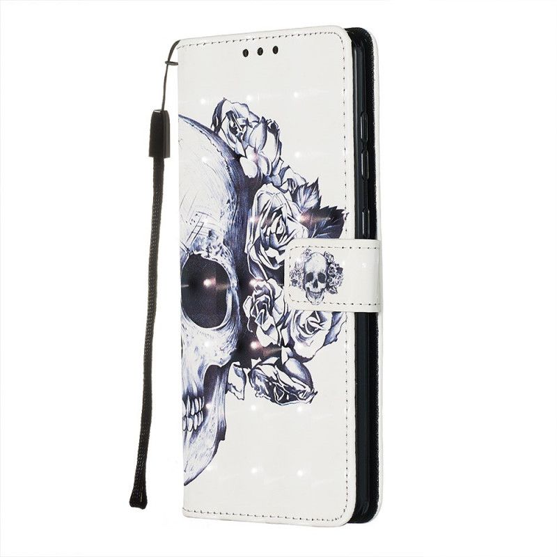 Leren Hoesje voor Samsung Galaxy A71 Gebloemde Schedel