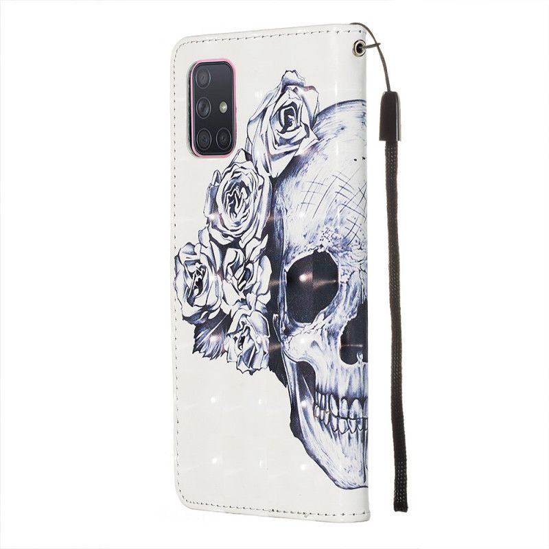 Leren Hoesje voor Samsung Galaxy A71 Gebloemde Schedel