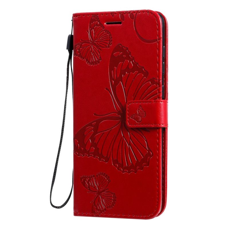 Leren Hoesje voor Samsung Galaxy A71 Rood Grijs Reuze String Vlinders