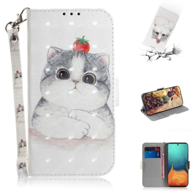 Leren Hoesje voor Samsung Galaxy A71 Tomaat Op De String Kat