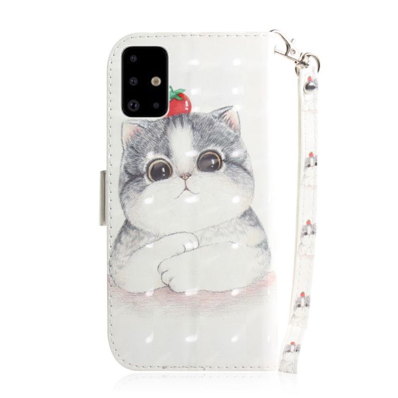 Leren Hoesje voor Samsung Galaxy A71 Tomaat Op De String Kat