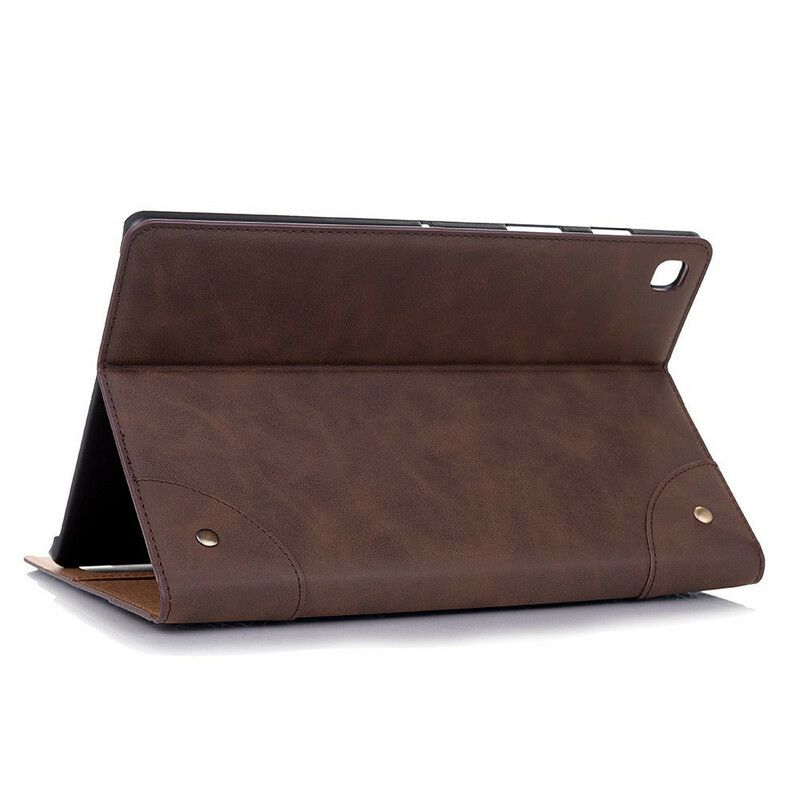 Cover Samsung Galaxy Tab A7 Lite Kunstleer Vintage Klinknagels Bescherming Hoesje