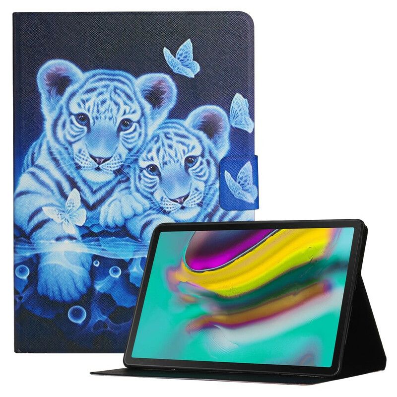 Flip Case Leren Samsung Galaxy Tab A7 Lite Tijgers