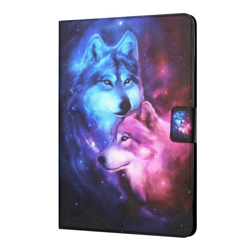 Leren Hoesje Samsung Galaxy Tab A7 Lite Paar Wolven