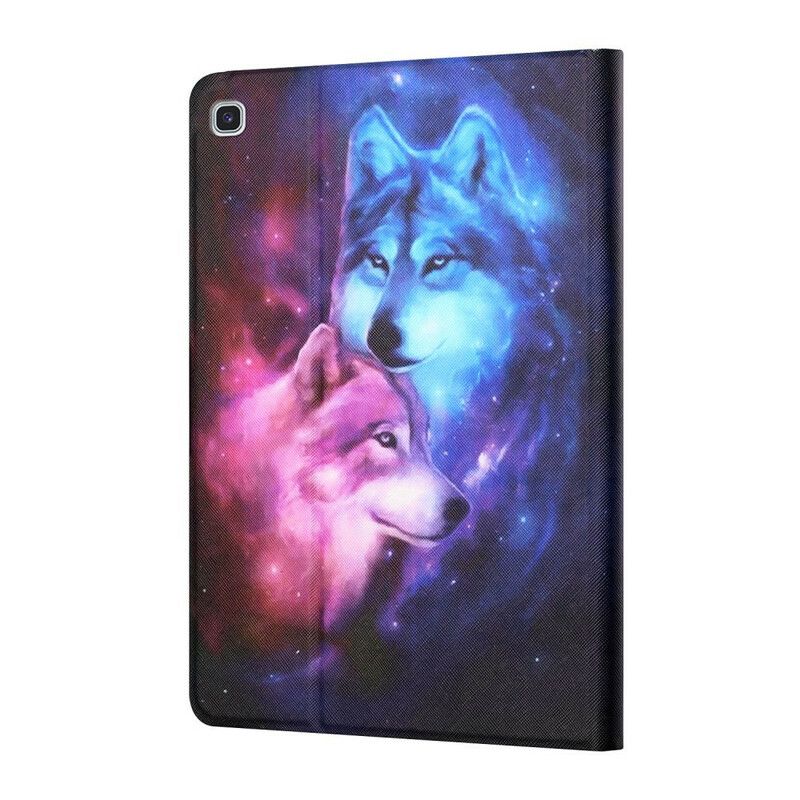 Leren Hoesje Samsung Galaxy Tab A7 Lite Paar Wolven
