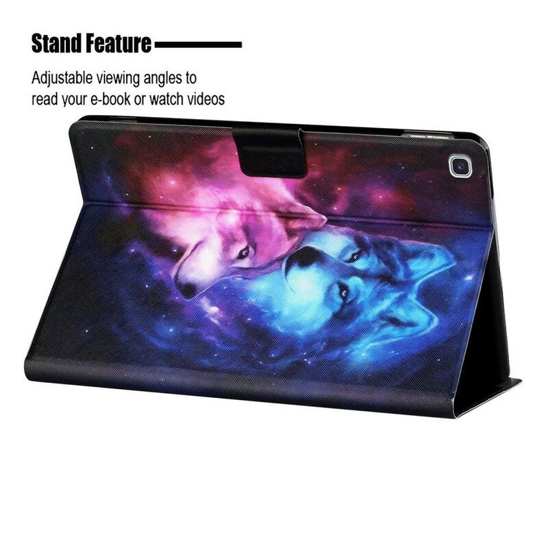 Leren Hoesje Samsung Galaxy Tab A7 Lite Paar Wolven