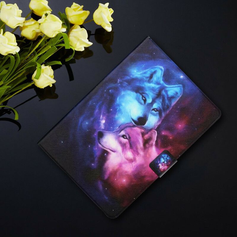 Leren Hoesje Samsung Galaxy Tab A7 Lite Paar Wolven