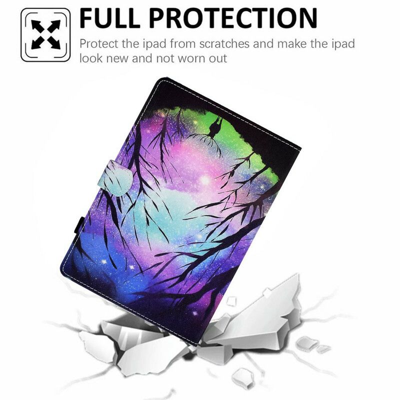 Leren Hoesje Voor Samsung Galaxy Tab A7 Lite Nacht Bos