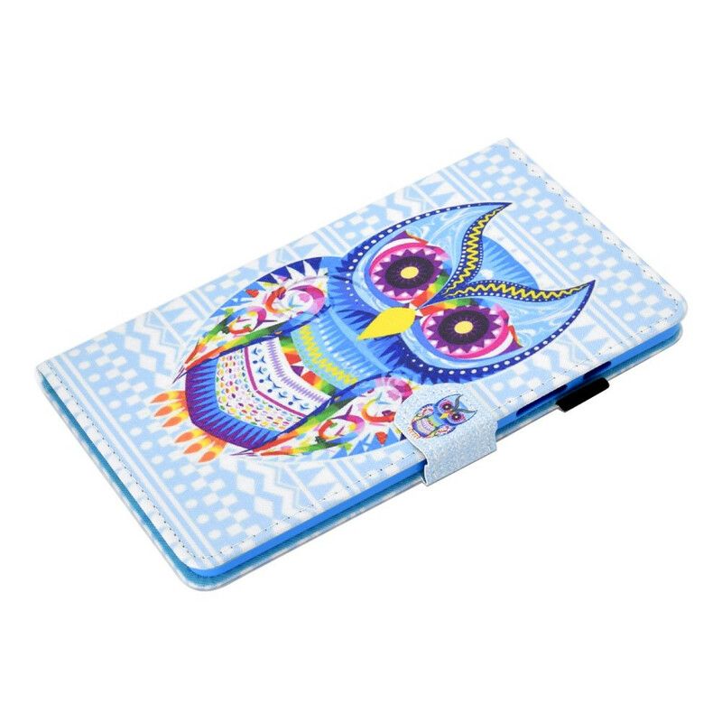 Leren Hoesje Voor Samsung Galaxy Tab A7 Lite Tribal Uil