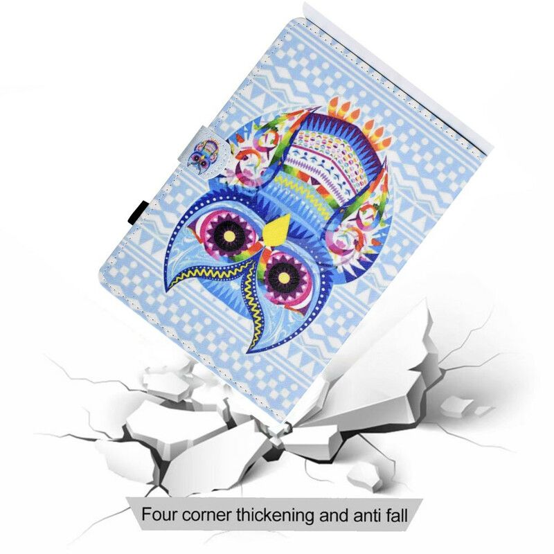 Leren Hoesje Voor Samsung Galaxy Tab A7 Lite Tribal Uil