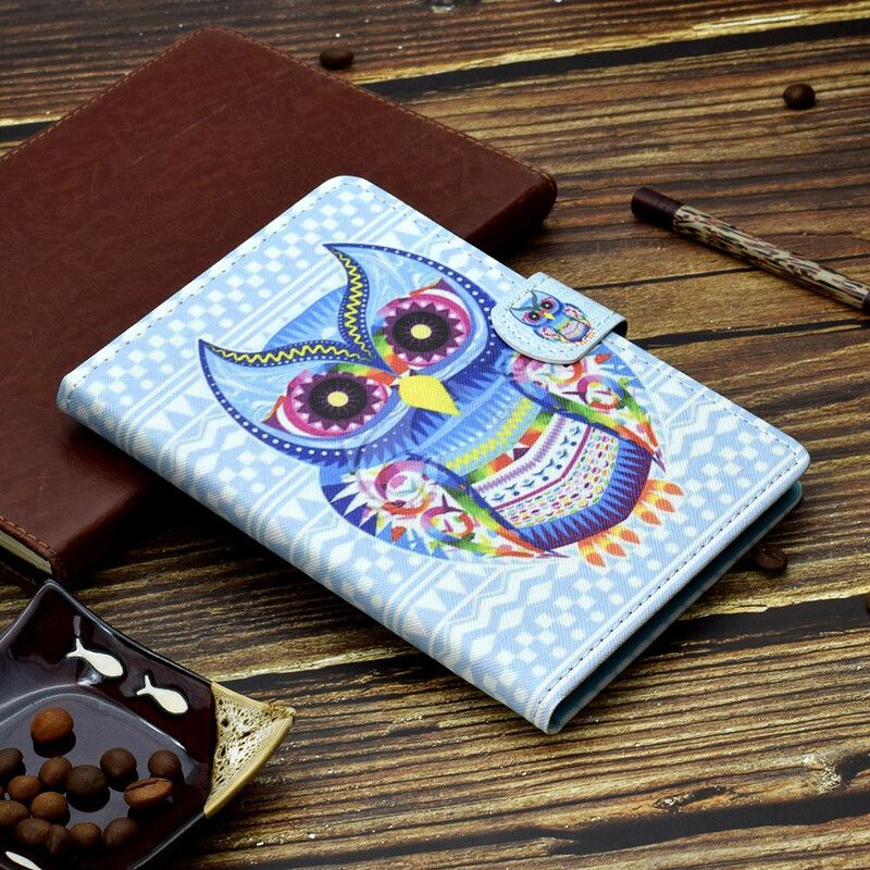 Leren Hoesje Voor Samsung Galaxy Tab A7 Lite Tribal Uil