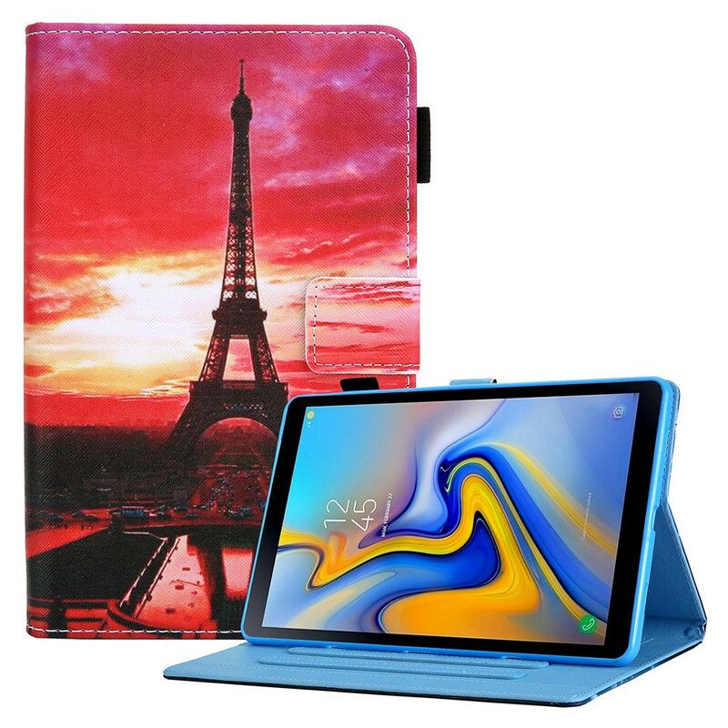 Leren Hoesje Voor Samsung Galaxy Tab A7 Lite Zonsondergang Eiffeltoren