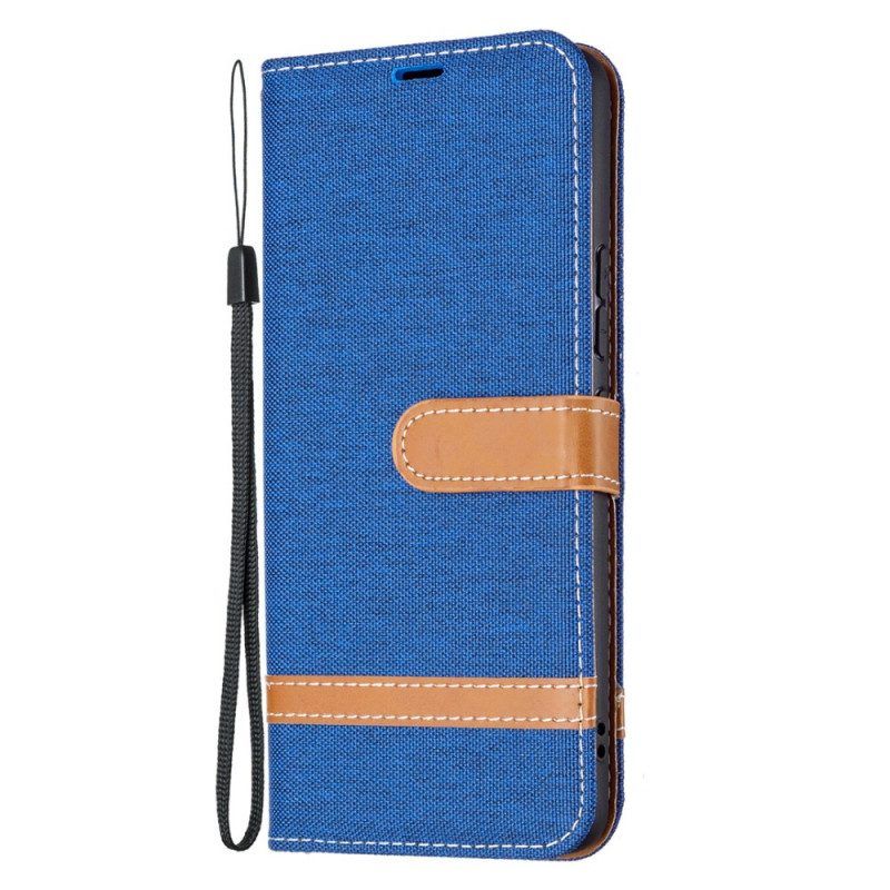 Folio-hoesje voor Samsung Galaxy A53 5G Met Ketting Band Van Stof En Leereffect