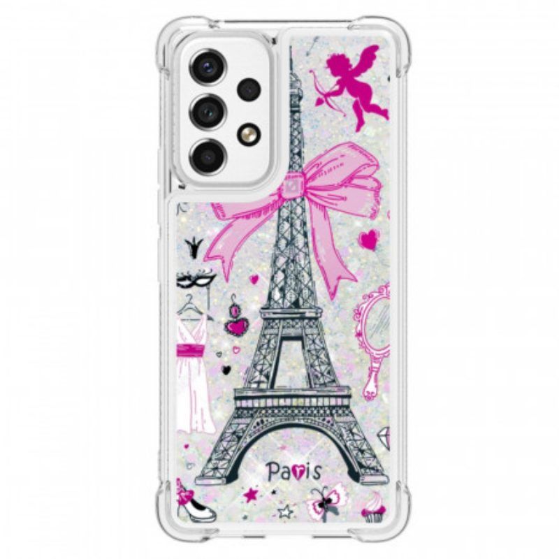 Hoesje voor Samsung Galaxy A53 5G Pailletten Van De Eiffeltoren