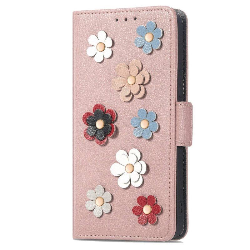 Leren Hoesje voor Samsung Galaxy A53 5G 3d Bloemen