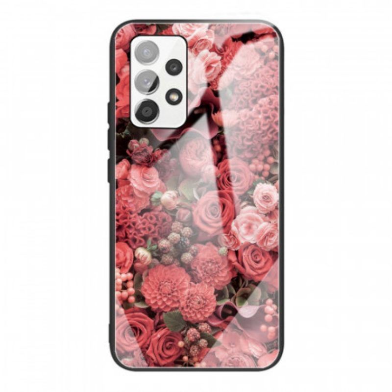 Telefoonhoesje voor Samsung Galaxy A53 5G Rose Bloemen Gehard Glas