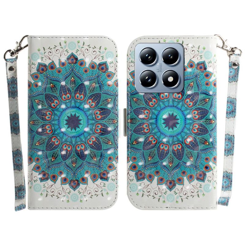 Leren Hoesje Voor Xiaomi 14t Pro Groene Mandala Met Bandje