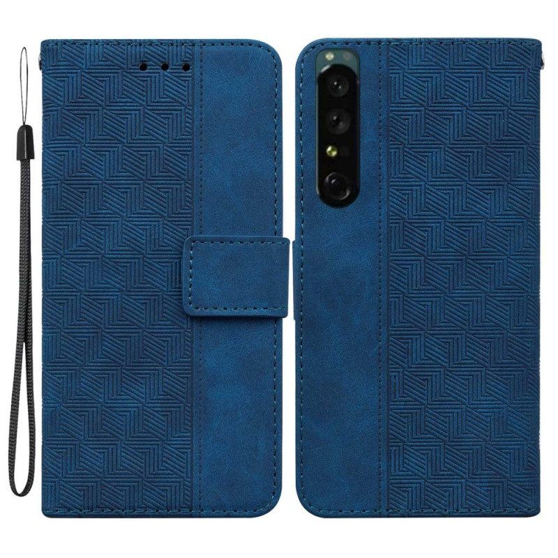 Leren Hoesje voor Sony Xperia 1 IV Met Ketting Patroon Met Bandjes