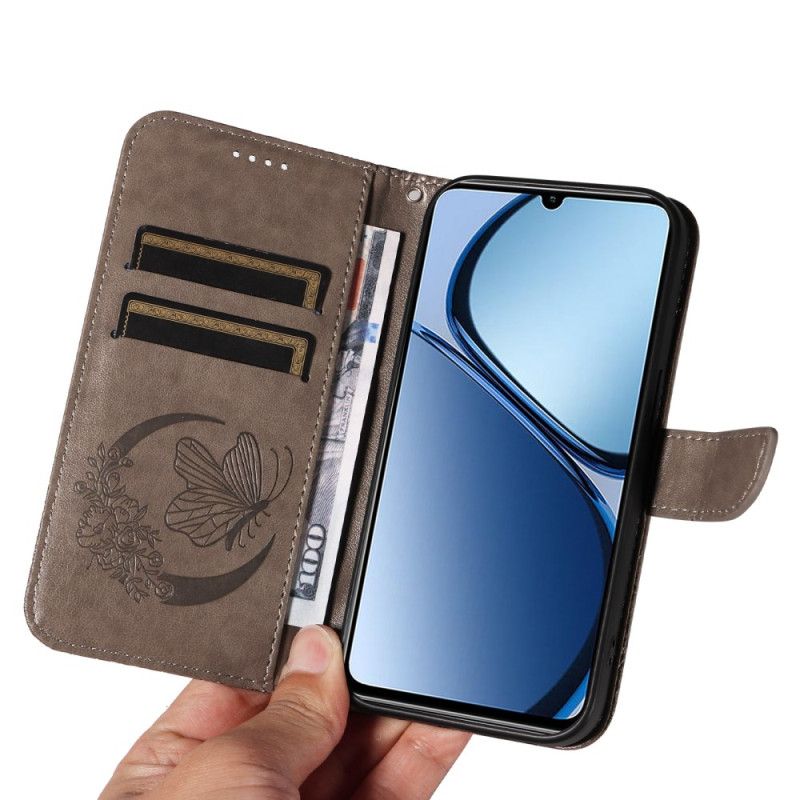 Flip Case Leren Realme C61 Grafische Vlinder