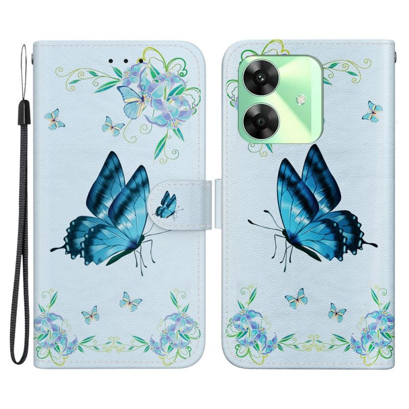 Folio-hoesje Realme C61 Telefoonhoesje Blauw Landschap