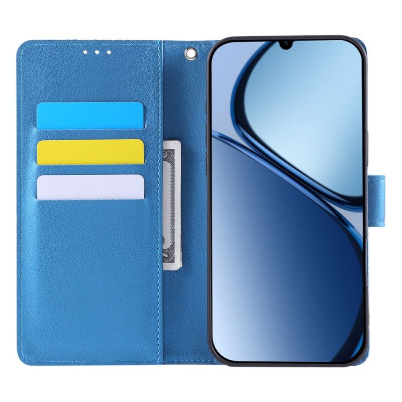 Leren Hoesje Realme C61 Bloemenkant Bescherming Hoesje