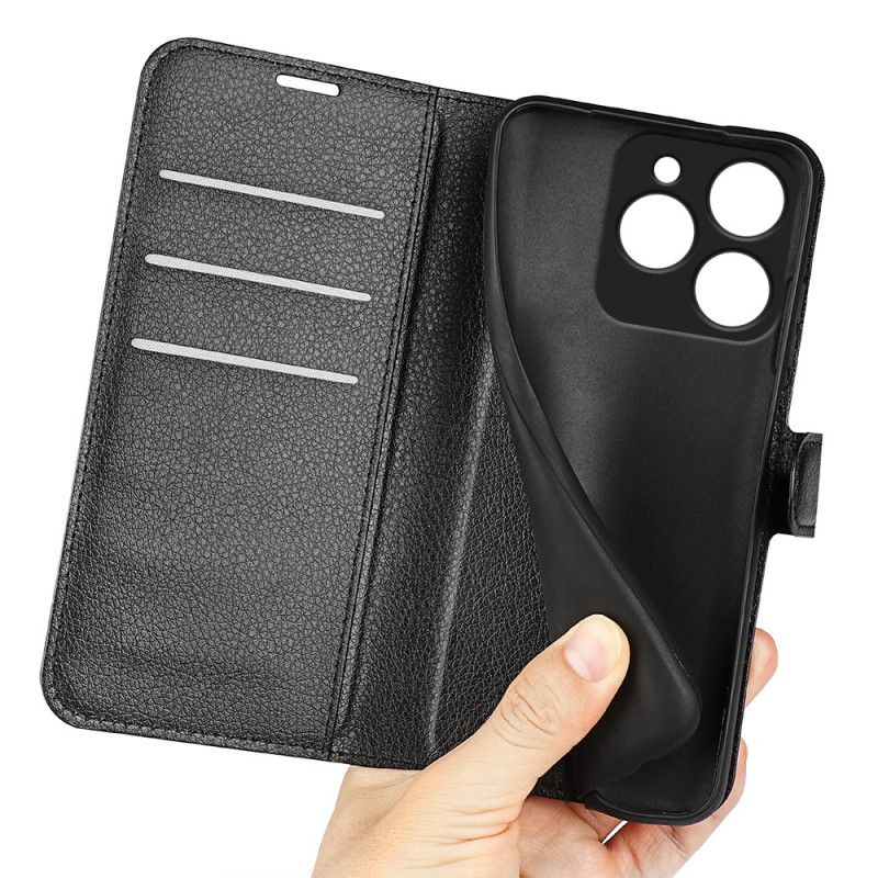 Leren Hoesje Realme C61 Klassiek Lychee Imitatieleer Bescherming Hoesje