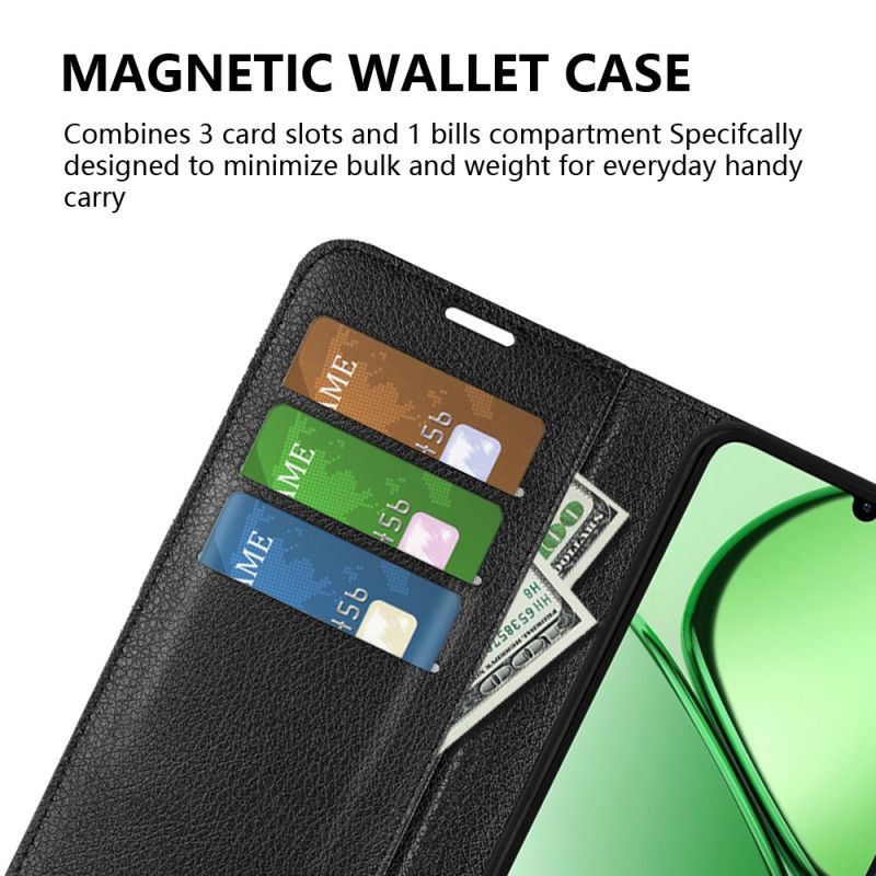 Leren Hoesje Realme C61 Klassiek Lychee Imitatieleer Bescherming Hoesje