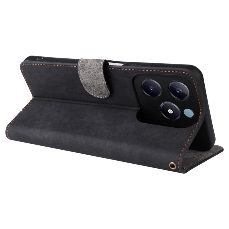 Leren Hoesje Voor Realme C61 Rfid-bescherming Suède-effect Met Bandje