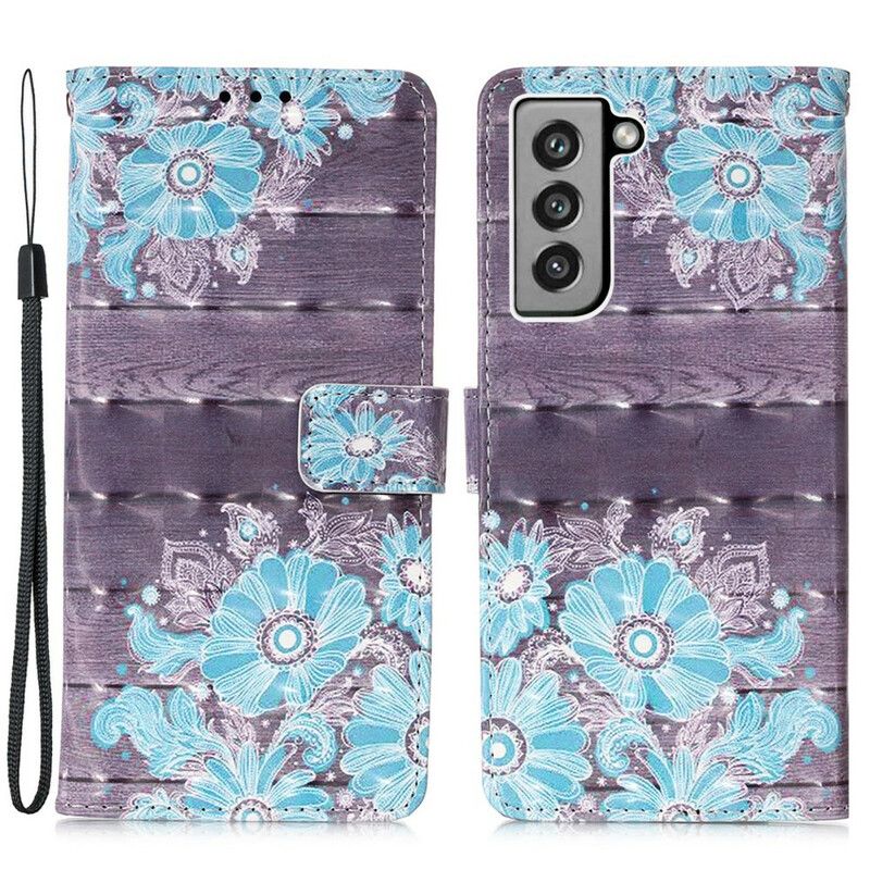 Bescherming Hoesje Samsung Galaxy S21 Fe Blauwe Bloemen