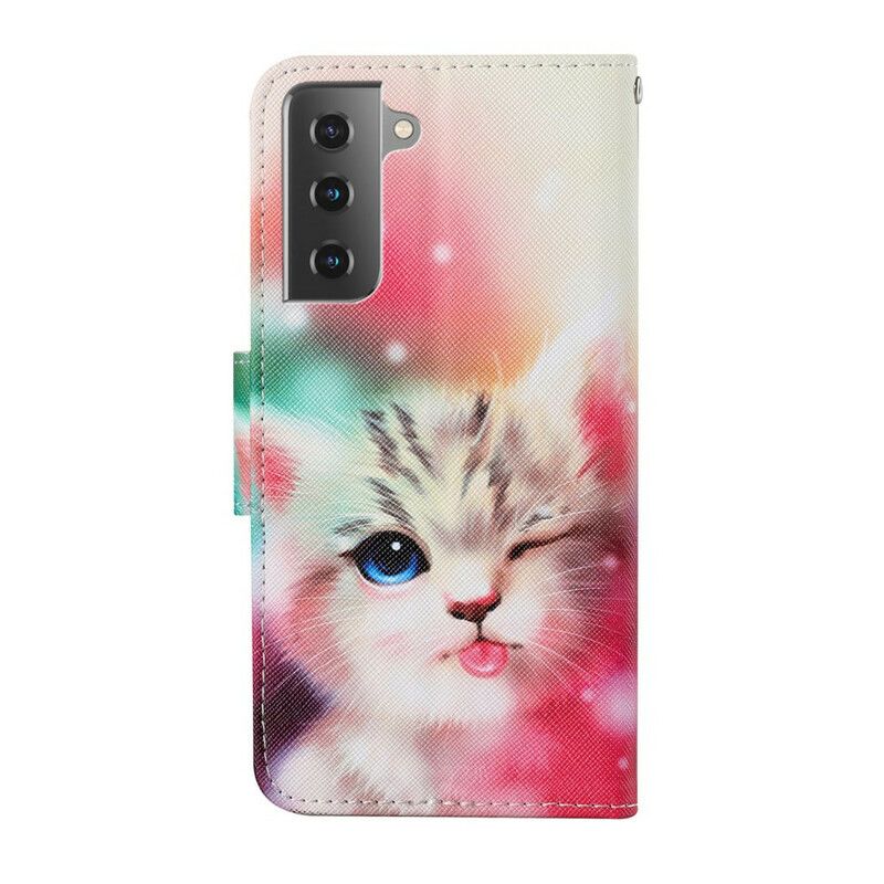 Bescherming Hoesje Samsung Galaxy S21 Fe Tales Of Cat Met Lanyard