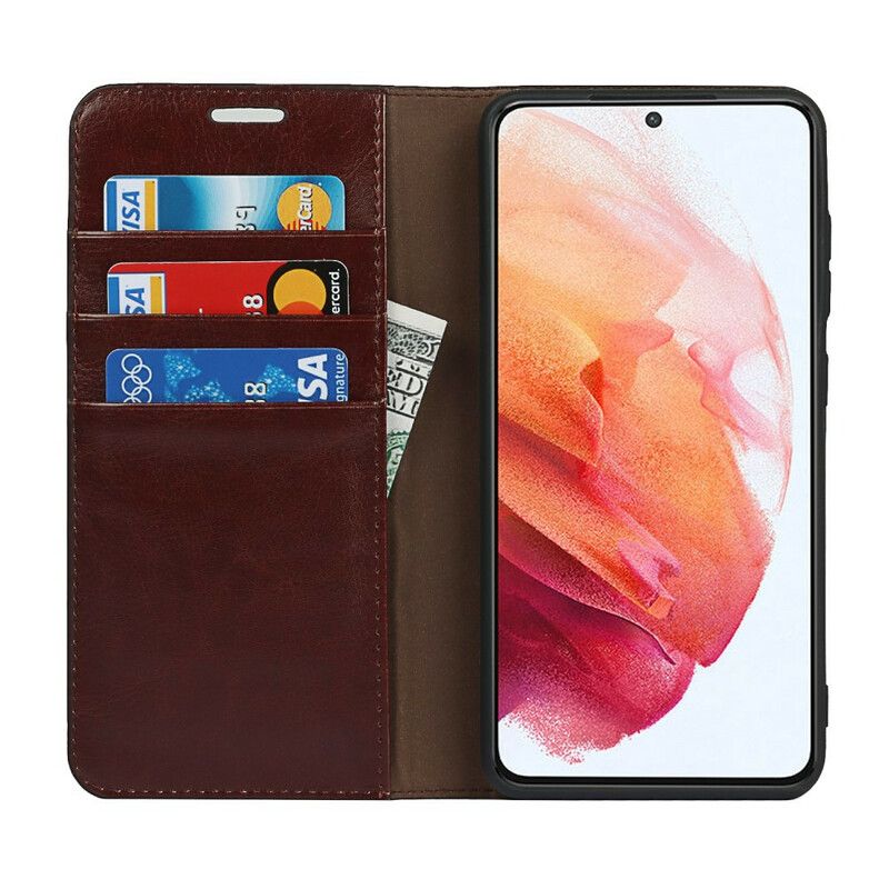 Folio-hoesje Samsung Galaxy S21 Fe Echt Leer