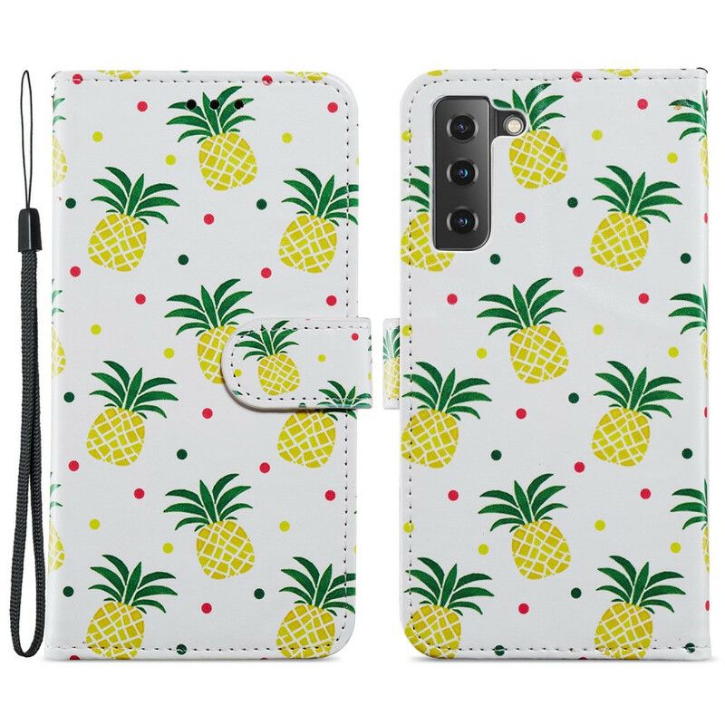 Folio-hoesje Samsung Galaxy S21 Fe Meerdere Ananas