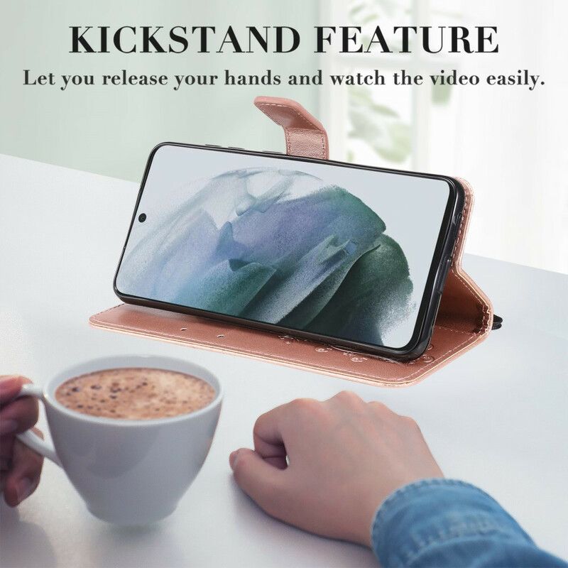 Folio-hoesje Samsung Galaxy S21 Fe Telefoonhoesje Gigantische Stringvlinders