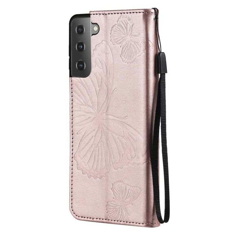 Folio-hoesje Samsung Galaxy S21 Fe Telefoonhoesje Gigantische Stringvlinders