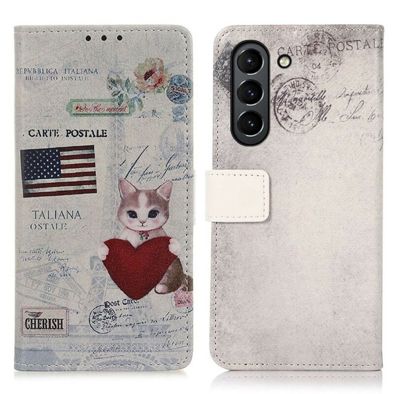 Folio-hoesje Samsung Galaxy S21 Fe Telefoonhoesje Reiziger Cat