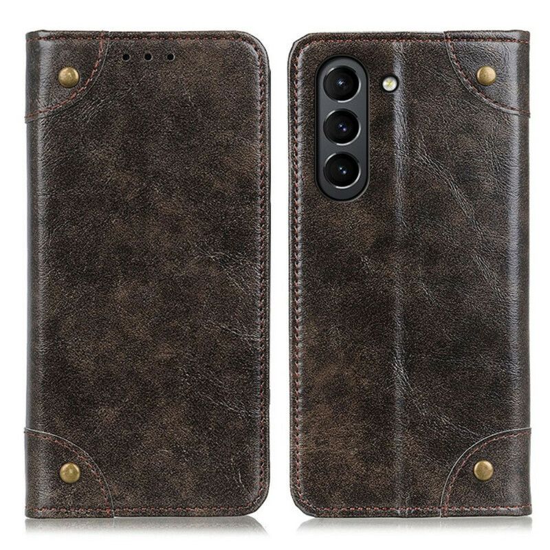 Folio-hoesje Samsung Galaxy S21 Fe Telefoonhoesje Vintage Klinknagels Versie