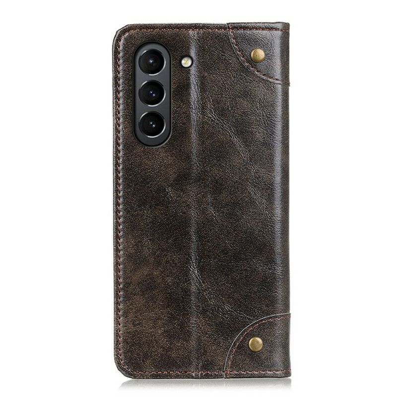 Folio-hoesje Samsung Galaxy S21 Fe Telefoonhoesje Vintage Klinknagels Versie