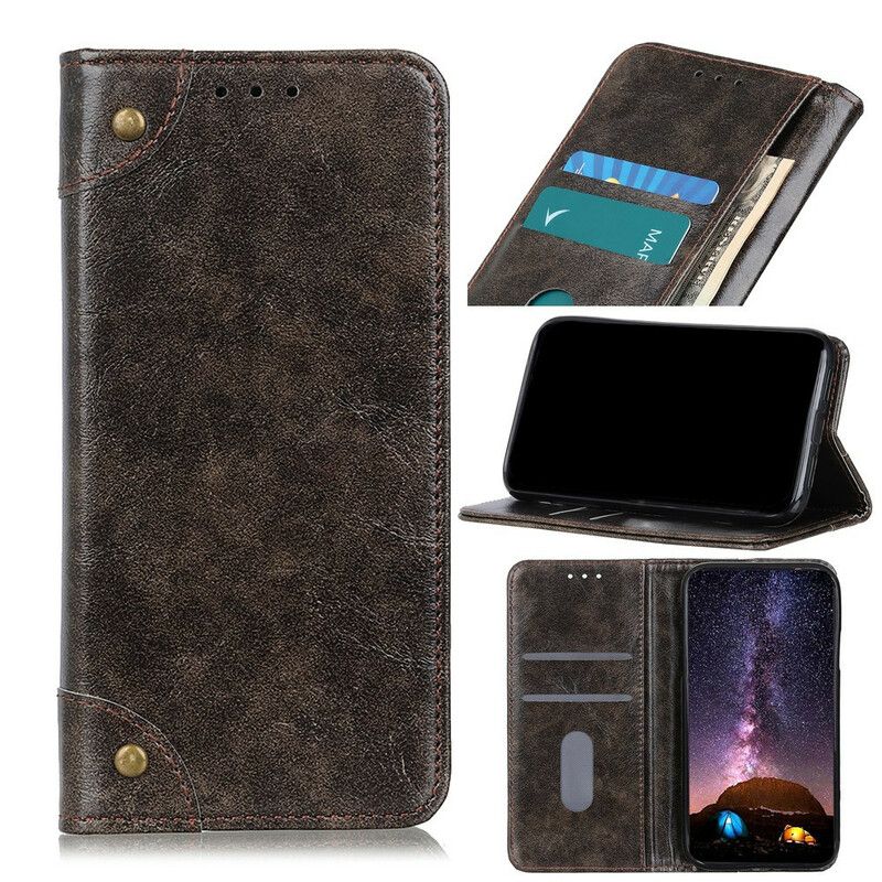 Folio-hoesje Samsung Galaxy S21 Fe Telefoonhoesje Vintage Klinknagels Versie