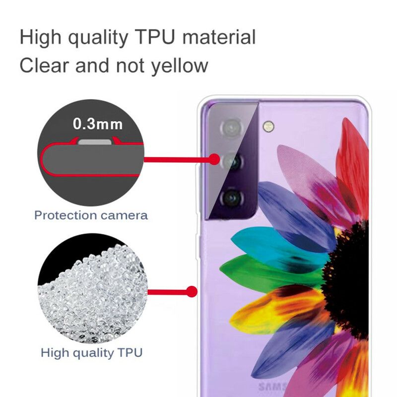 Hoesje Samsung Galaxy S21 Fe Kleurrijke Bloem Bescherming Hoesje