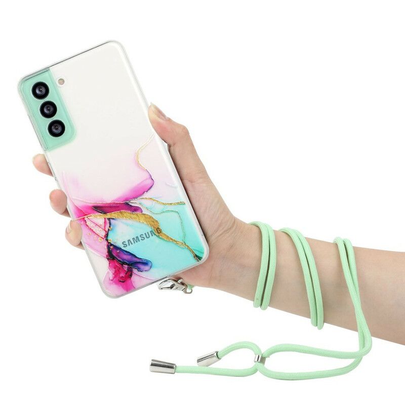 Hoesje Samsung Galaxy S21 Fe Met Marmeren Koord