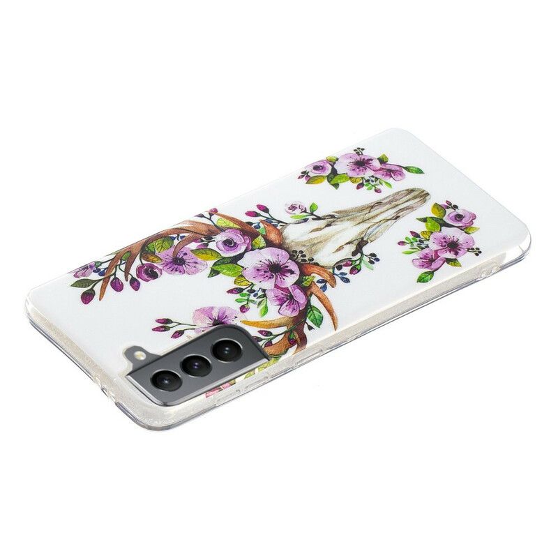 Hoesje Voor Samsung Galaxy S21 Fe Fluorescerende Bloem Eland