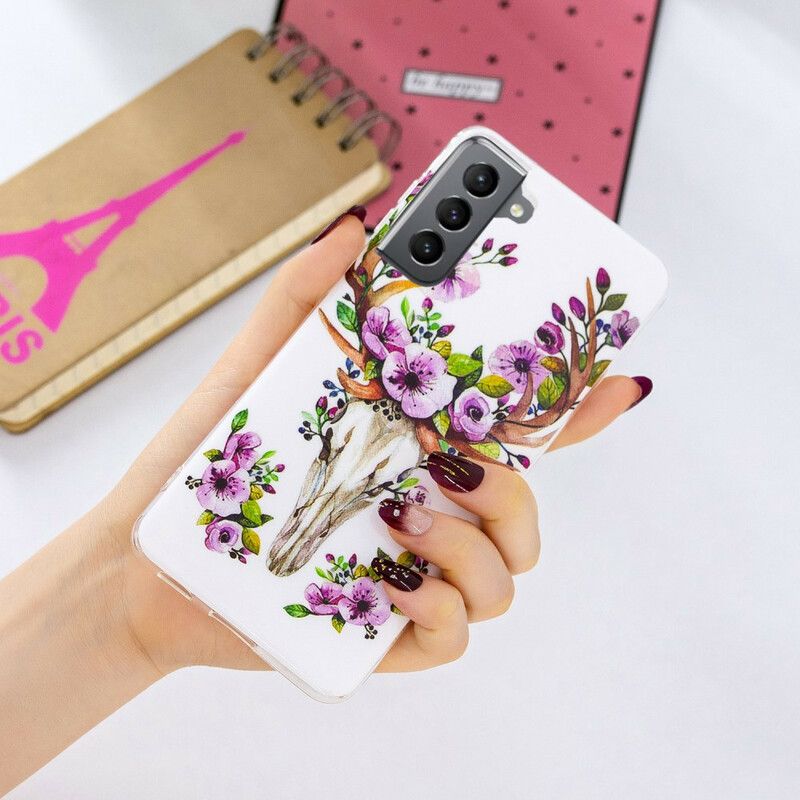 Hoesje Voor Samsung Galaxy S21 Fe Fluorescerende Bloem Eland