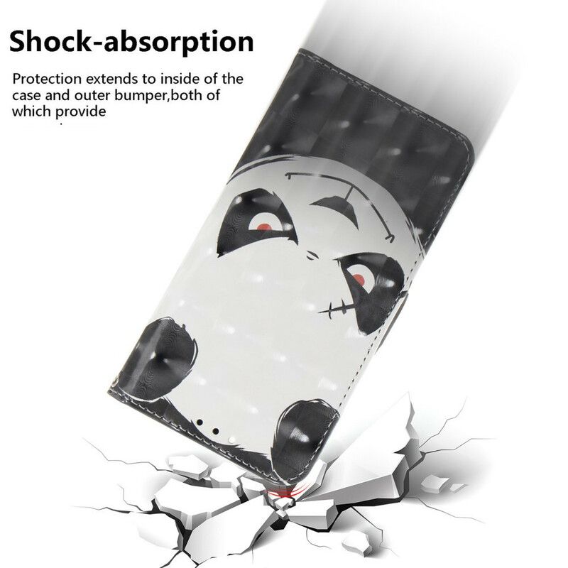 Leren Hoesje Samsung Galaxy S21 Fe Boze Panda Strappy Bescherming Hoesje