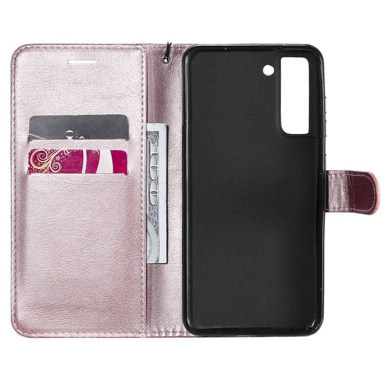 Leren Hoesje Samsung Galaxy S21 Fe Lederen Band Met Effect