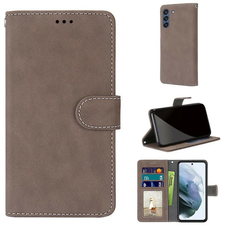 Leren Hoesje Samsung Galaxy S21 Fe Lederen Stijl Vintage Couture Bescherming Hoesje